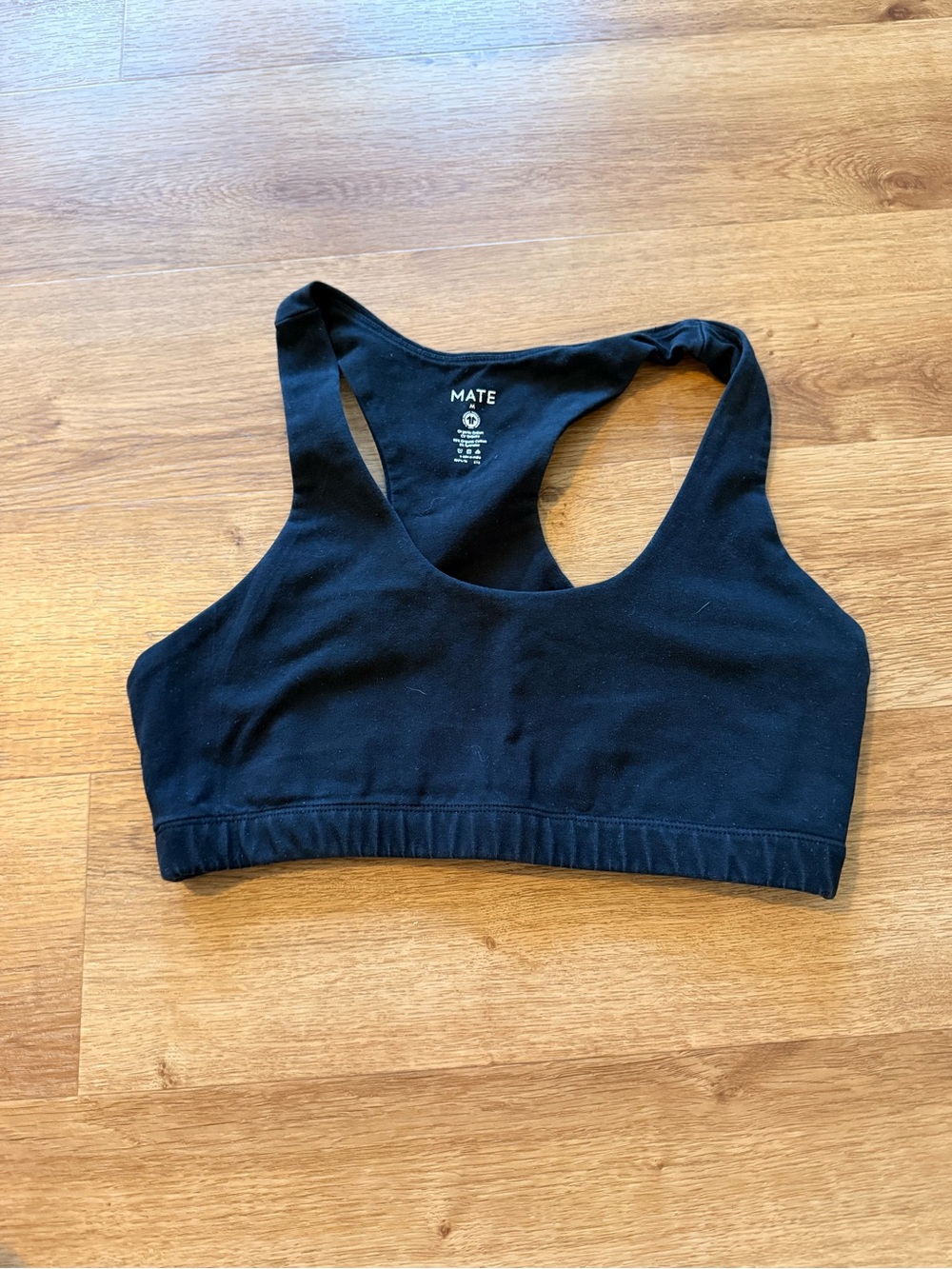 MATE the Label Cotton Black Racerback Seamless Sports Bra
